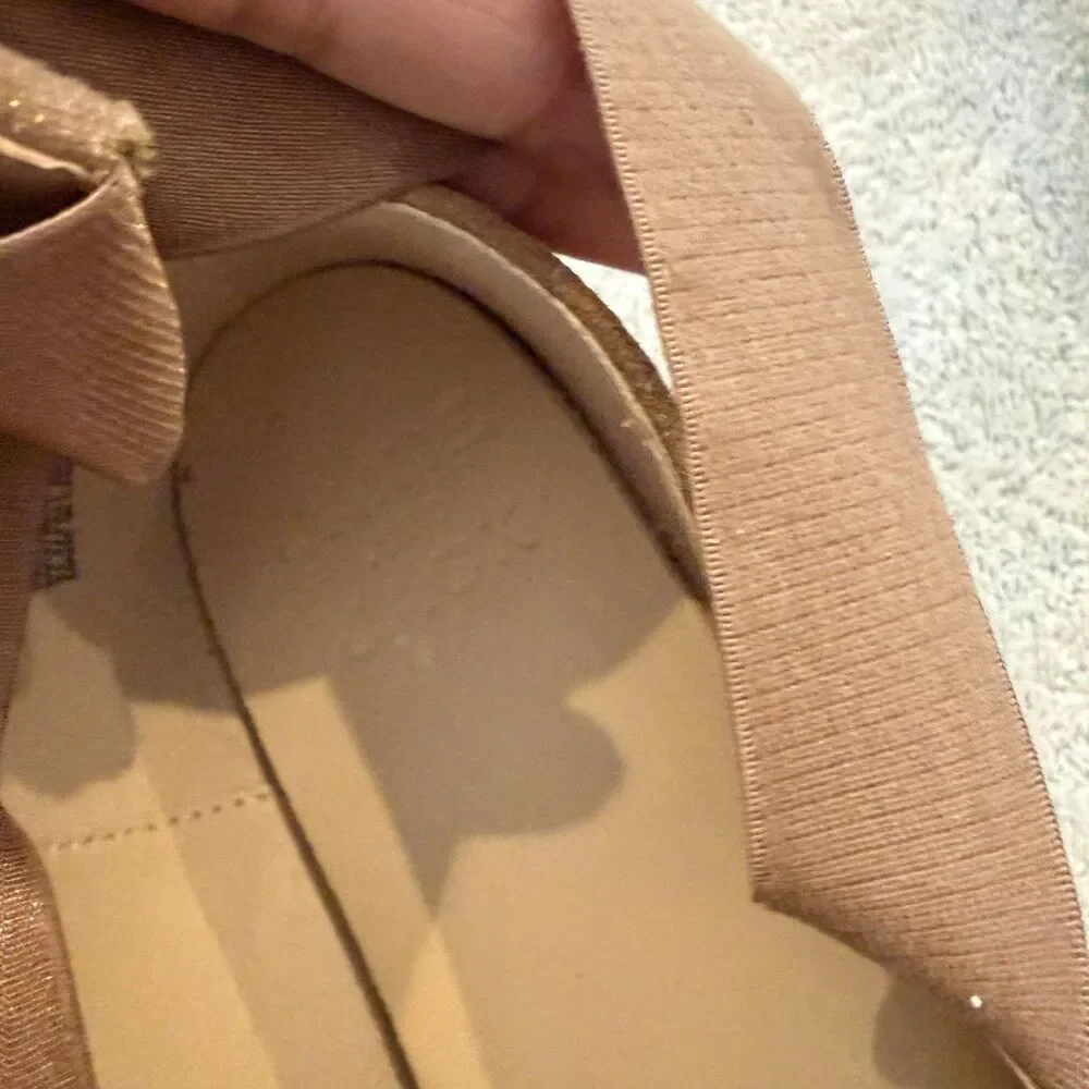 Janie And Jack Tan Brown Suede Leather Girls Ballet Flat Shoes 2 Preppy School
